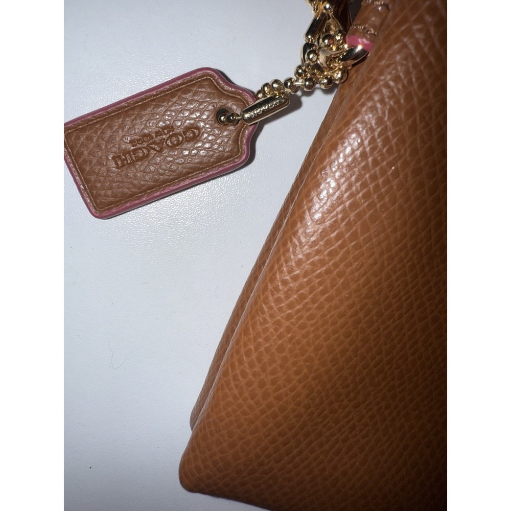 Coach Brown Pebbled Leather‎ Double Zipper Closure Wristlet - Wallet T - Picture 3 of 13